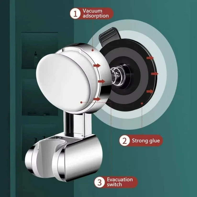 Adjustable Shower Head Holder | Suction Cup Mount with 360-Degree Rotation for Easy Height Adjustment