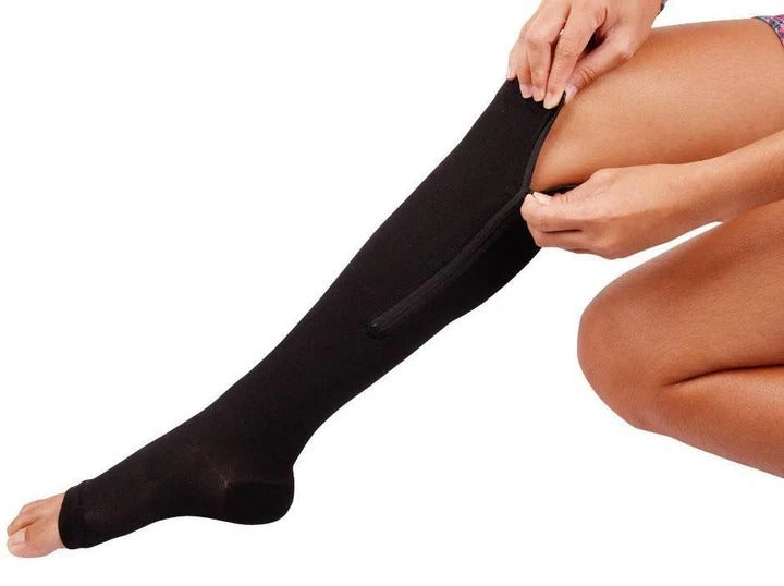 Comfort Fit | Compression Socks for Women & Men with Zipper Closure | Moisture-Wicking Support for All-Day Energy