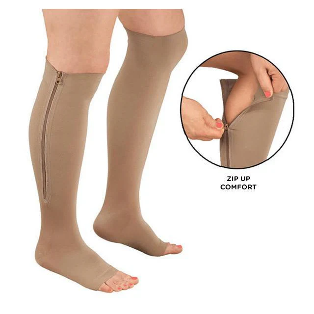 Comfort Fit | Compression Socks for Women & Men with Zipper Closure | Moisture-Wicking Support for All-Day Energy