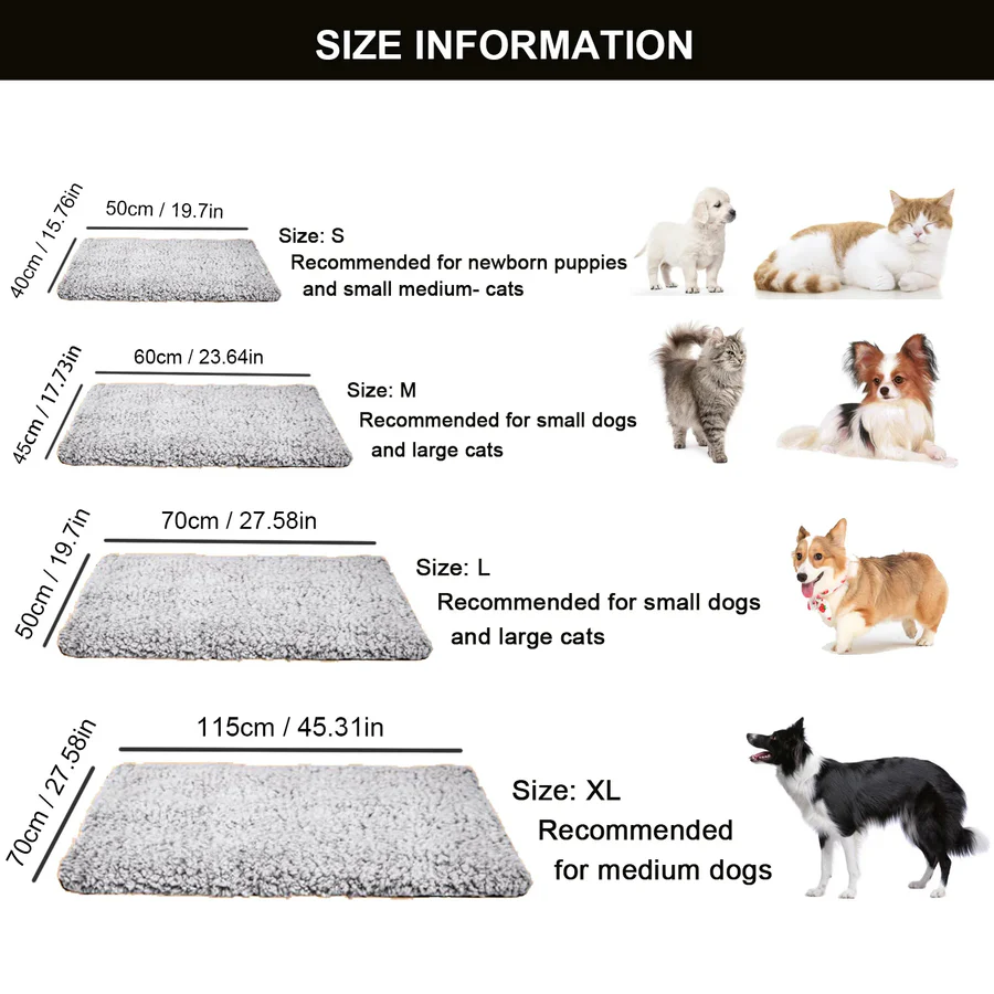 Pet Heating Pad Faux Fur Mat