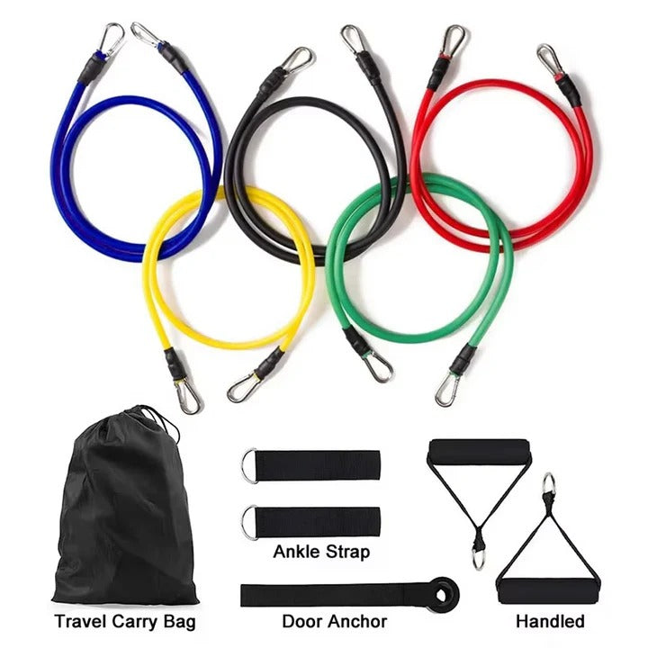 Dynamic Fitness | Resistance Bands Workout Set with Adjustable Resistance | Portable Home Gym for Full-Body Fitness