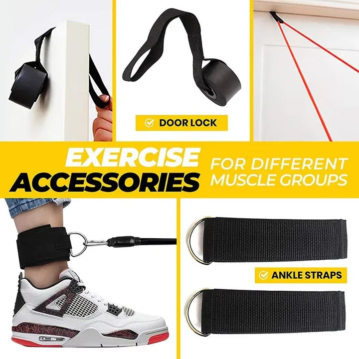 Dynamic Fitness | Resistance Bands Workout Set with Adjustable Resistance | Portable Home Gym for Full-Body Fitness