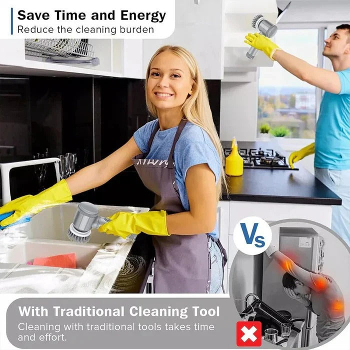 Electric Spin Scrubber | Cordless Cleaning Brush with 6 Interchangeable Heads | Fast USB Charging for Effortless Household Cleaning