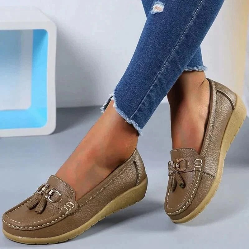 Women’s Leather Loafers Slip-On Shoes