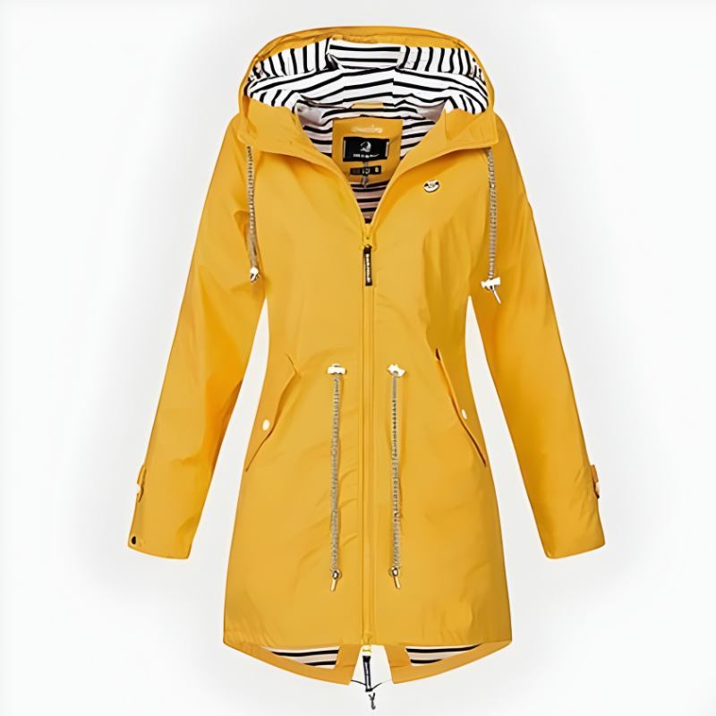 Women’s Waterproof Rain Jacket Long Coat with Hood