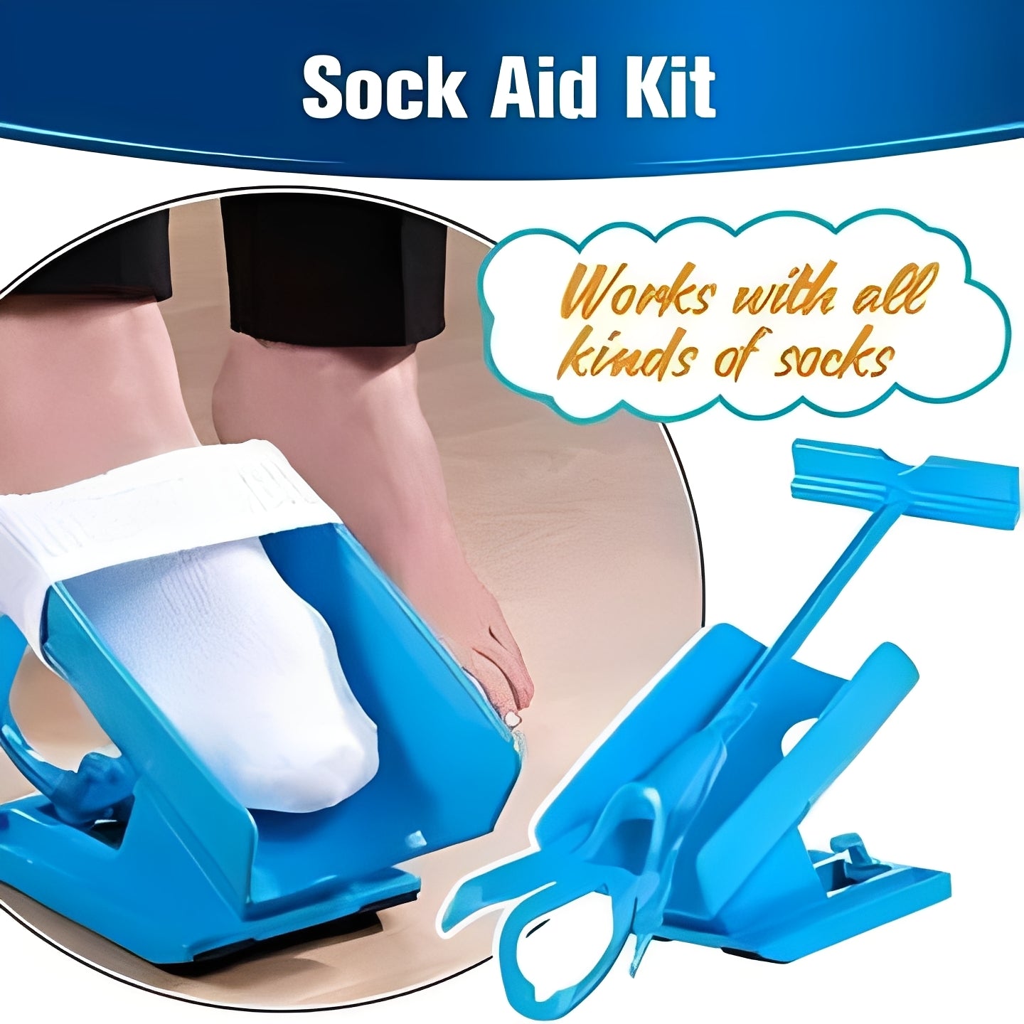 ErgoAid | Compression Sock Aid with Long Handle & Non-Slip Surface | Effortless Dressing Tool for Easy Sock Application
