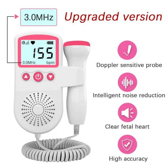 Fetal Doppler | Portable Heart Rate Monitor with LCD Display & Loudspeaker | Easy Home Monitoring for Expecting Parents