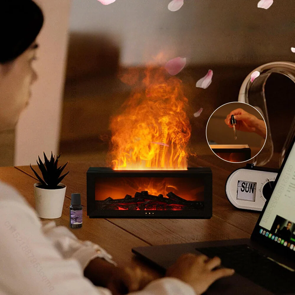 Home Comfort | Air Humidifier and Purifier with Realistic Flame Effect | Aromatherapy Ready for Enhanced Relaxation