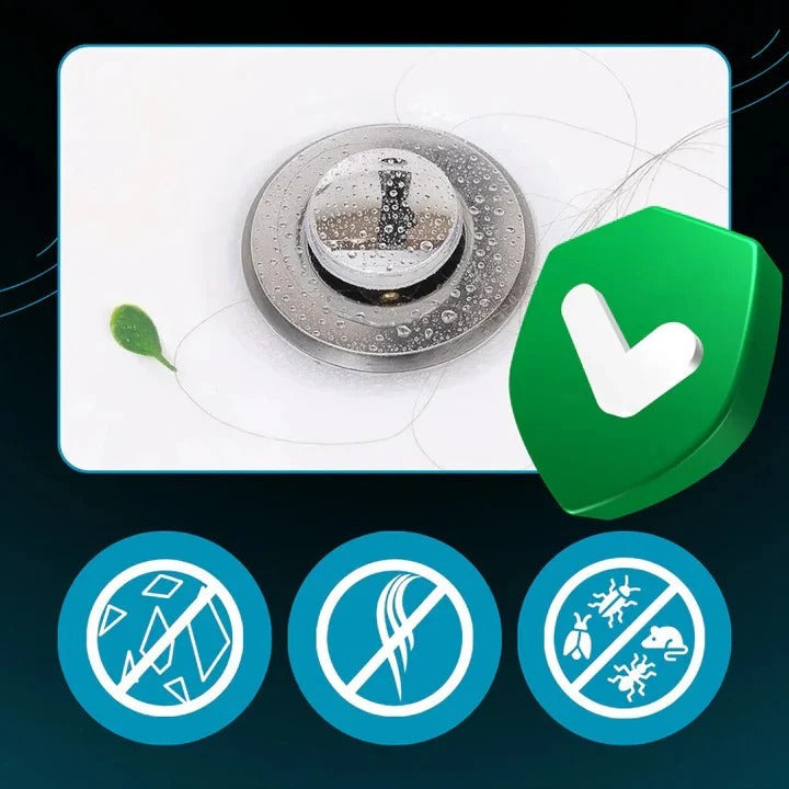 Home Essentials | Pop-Up Sink Stopper with Built-In Strainer | Odor Control for Clean Sinks