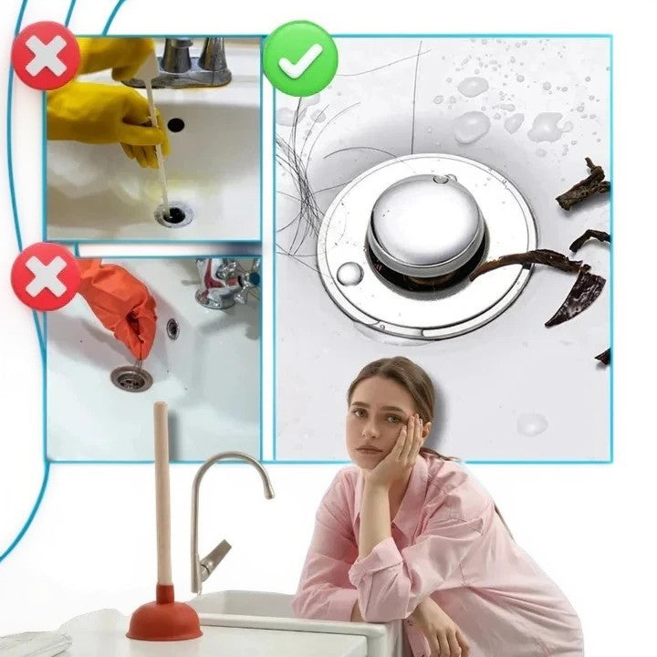 Home Essentials | Pop-Up Sink Stopper with Built-In Strainer | Odor Control for Clean Sinks