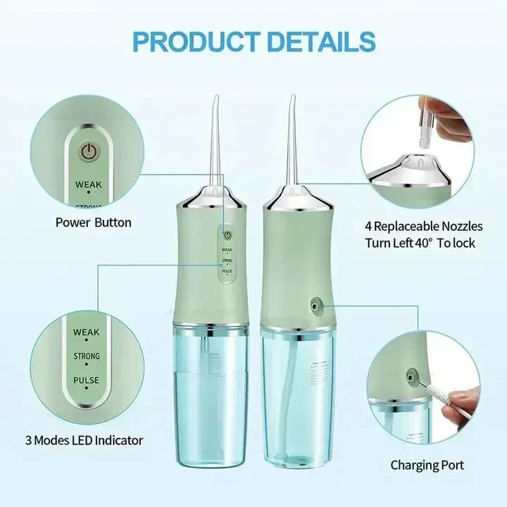 Oral Care Essentials | Rechargeable Water Flosser with High-Pressure Pulsations | Deep Cleaning for Healthier Gums