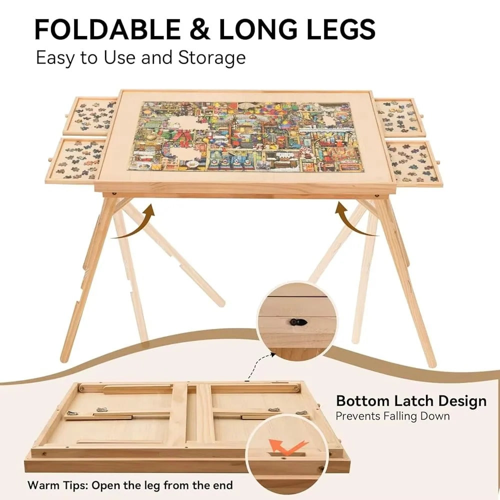 Puzzle Haven | Jigsaw Puzzle Table with Drawers for Comfort & Organization