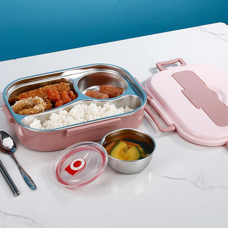 Stainless Steel Bento Lunch Box with 4 Compartments | Insulated Design for Fresh Meals on the Go