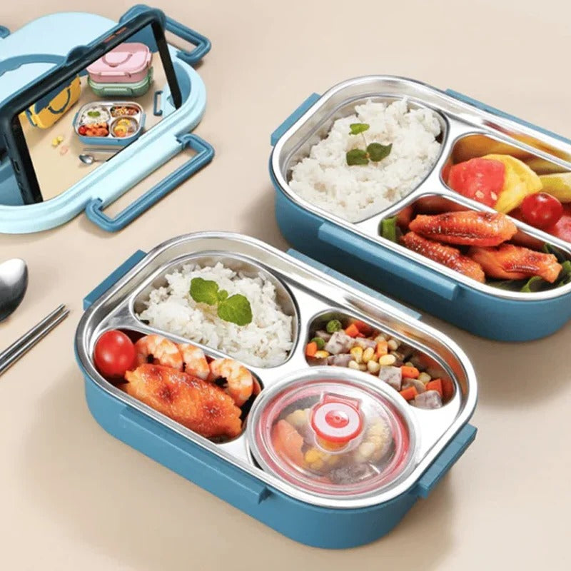 Stainless Steel Bento Lunch Box with 4 Compartments | Insulated Design for Fresh Meals on the Go