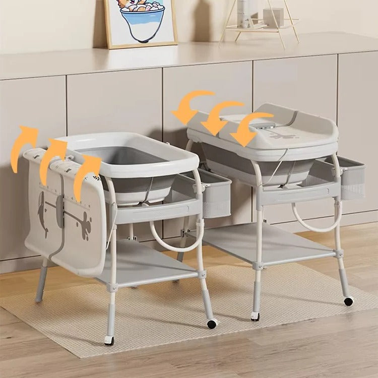Adjustable Baby Changing Table with Built-In Bath & Ergonomic Design | Space-Saving Diaper Changing Station for Comfortable Use