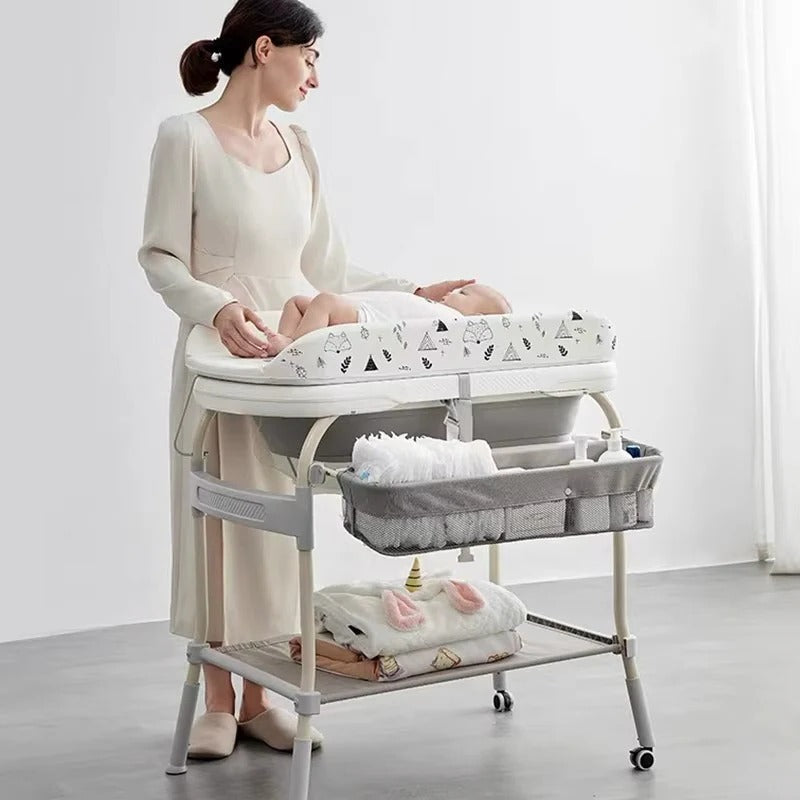 Adjustable Baby Changing Table with Built-In Bath & Ergonomic Design | Space-Saving Diaper Changing Station for Comfortable Use