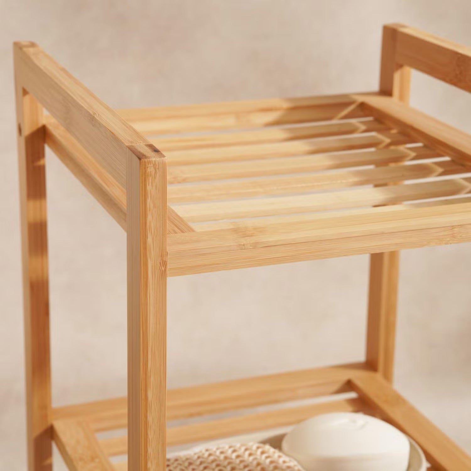 Bamboo Bath Rack | 3-Tier Bathroom Towel Storage with Compact Design | Natural Finish for Organized Spaces