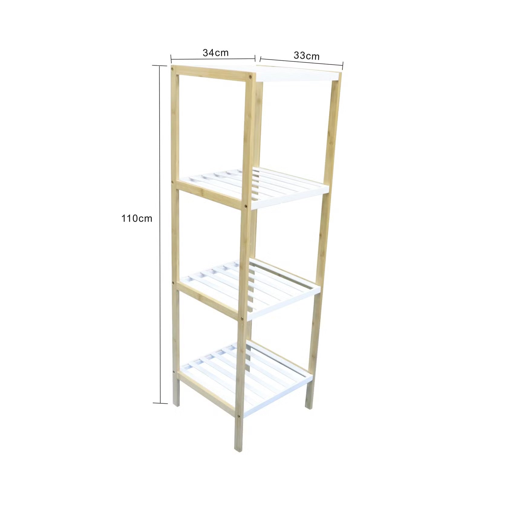 Bamboo Bath Shelf | 4-Tier Bathroom Storage with Sleek White Finish | Space-Saving Solution for Toiletries