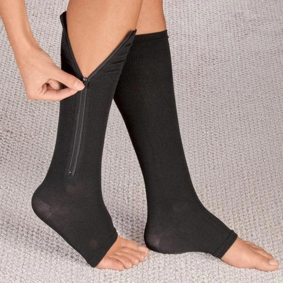 Comfort Fit | Compression Socks for Women & Men with Zipper Closure | Moisture-Wicking Support for All-Day Energy