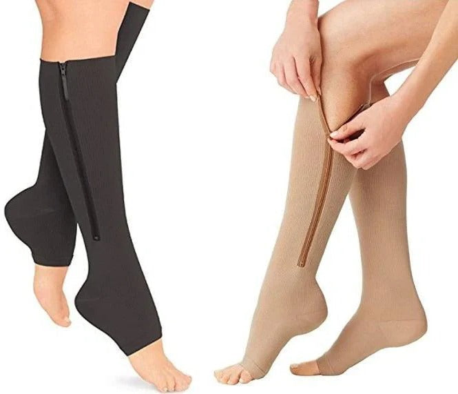 Comfort Fit | Compression Socks for Women & Men with Zipper Closure | Moisture-Wicking Support for All-Day Energy