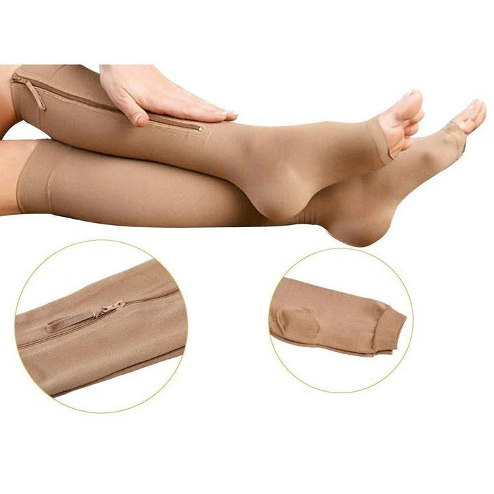 Comfort Fit | Compression Socks for Women & Men with Zipper Closure | Moisture-Wicking Support for All-Day Energy