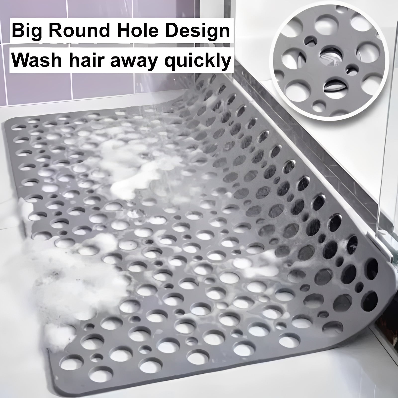 Comfort Grip | Non Slip Bath Mat with Suction Cup Grid & Textured Surface | Durable Design for Safety in Showers