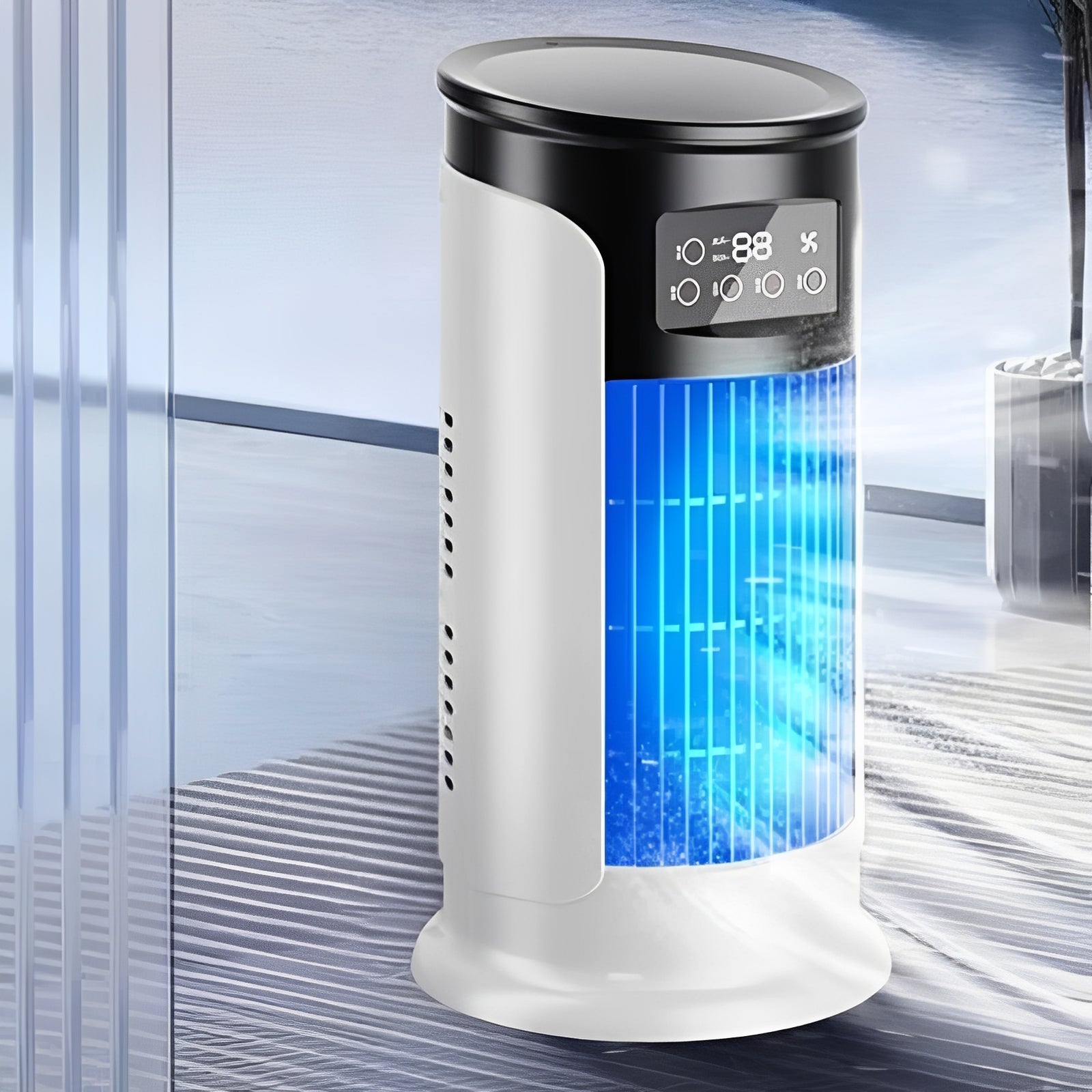 Compact Evaporative Cooling Fan | Low Noise Operation with Adjustable Timer for Personal Comfort