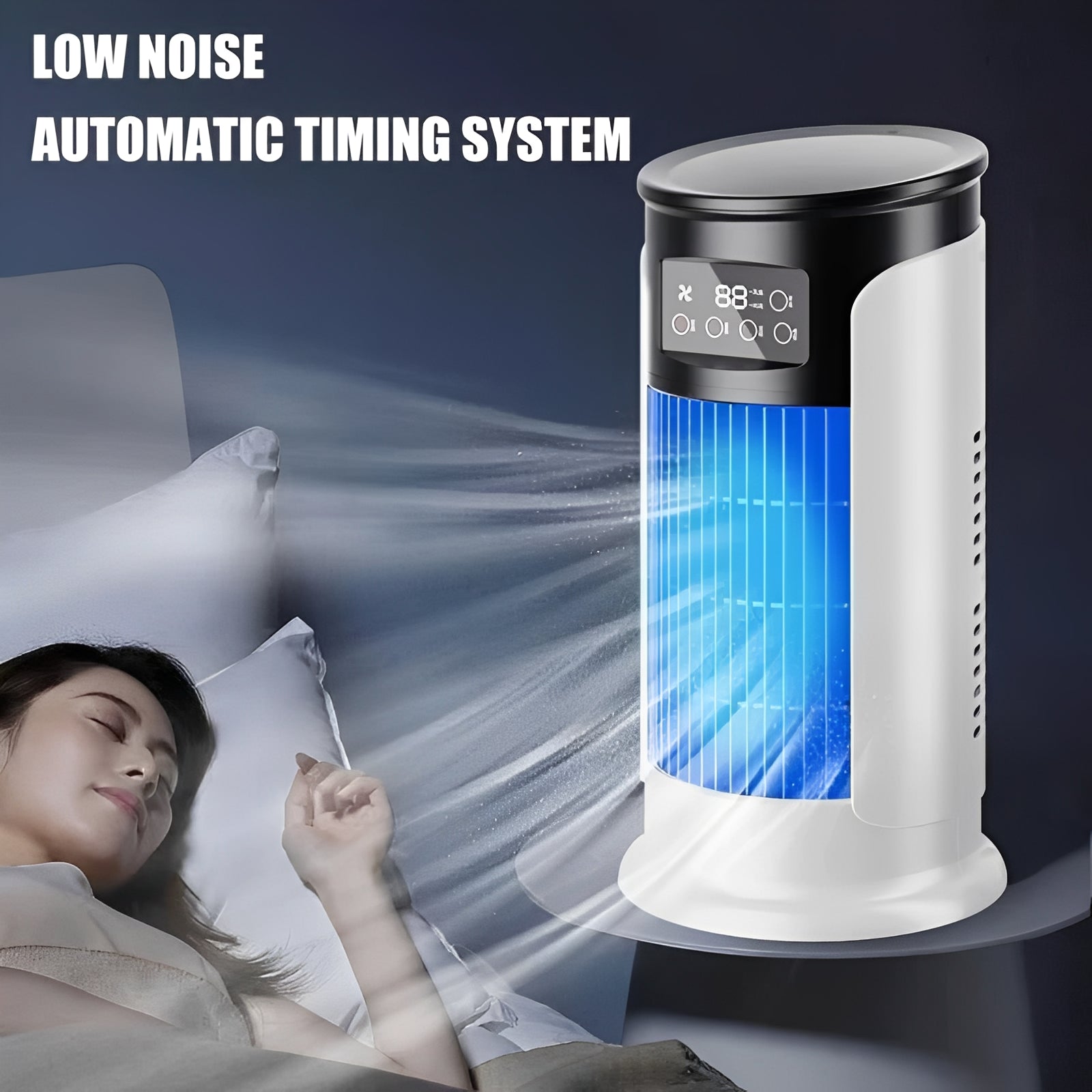 Compact Evaporative Cooling Fan | Low Noise Operation with Adjustable Timer for Personal Comfort