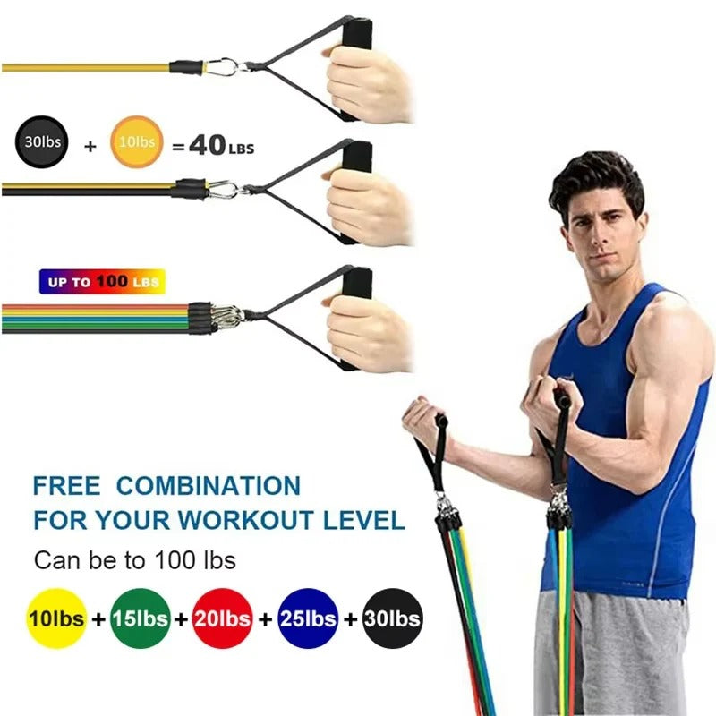 Dynamic Fitness | Resistance Bands Workout Set with Adjustable Resistance | Portable Home Gym for Full-Body Fitness