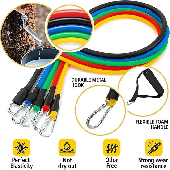 Dynamic Fitness | Resistance Bands Workout Set with Adjustable Resistance | Portable Home Gym for Full-Body Fitness