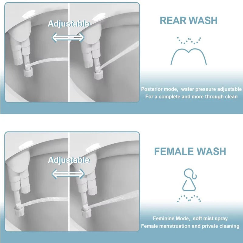 EcoClean | Bidet Attachment for Toilet with Dual Nozzle & Adjustable Pressure | Hygienic Solution for Enhanced Comfort