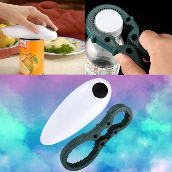 Effortless Kitchen | Electric Can Opener with One-Touch Operation | Automatic Tool for Safe and Easy Use
