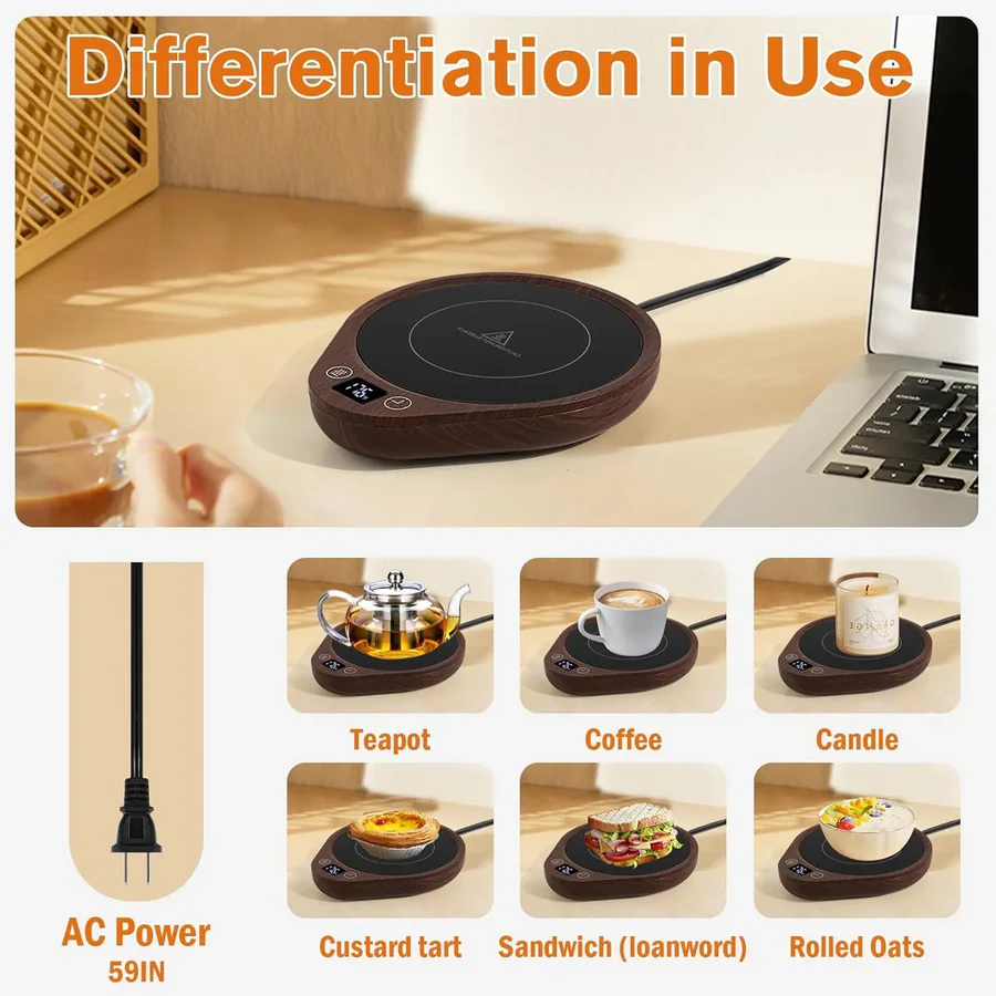 Electric Mug Warmer | Adjustable Coffee Warmer with 5.5-Inch Heating Plate | Perfect Temperature Control for Drinks and Candles