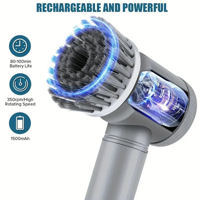 Electric Spin Scrubber | Cordless Cleaning Brush with 6 Interchangeable Heads | Fast USB Charging for Effortless Household Cleaning