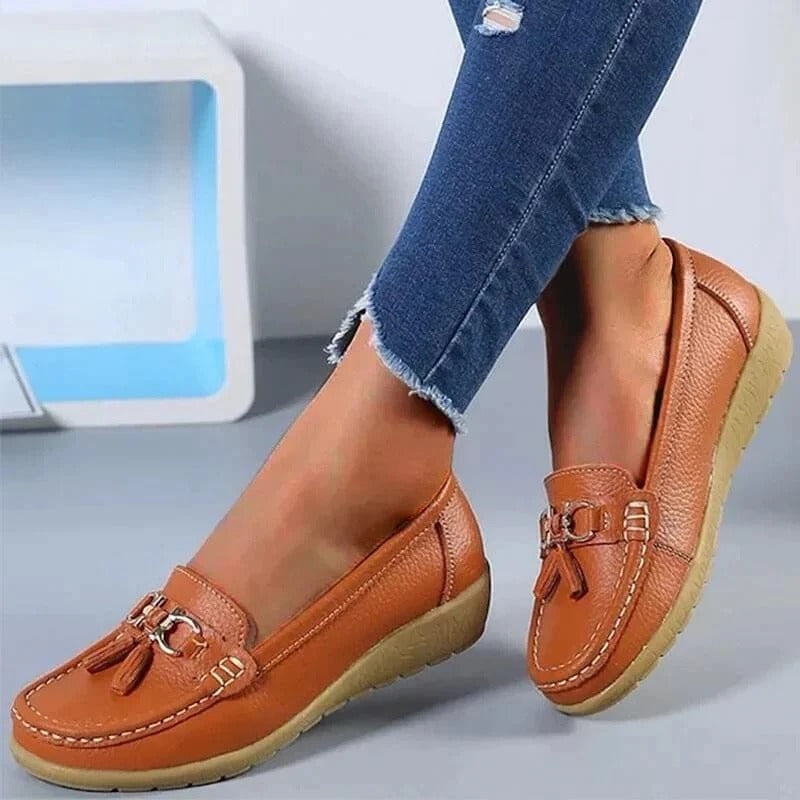 Women’s Leather Loafers Slip-On Shoes