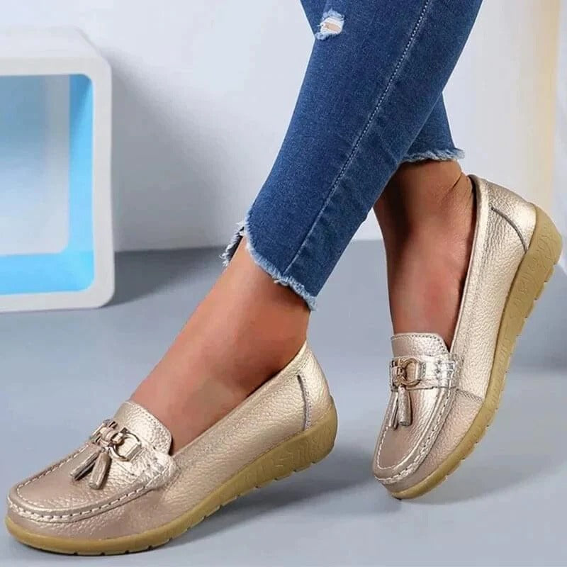Women’s Leather Loafers Slip-On Shoes