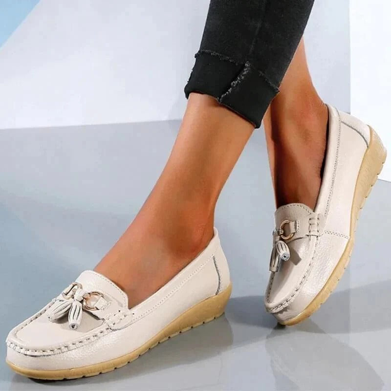 Women’s Leather Loafers Slip-On Shoes