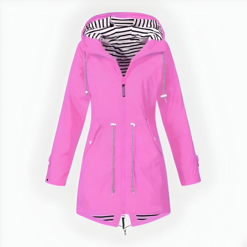 Women’s Waterproof Rain Jacket Long Coat with Hood