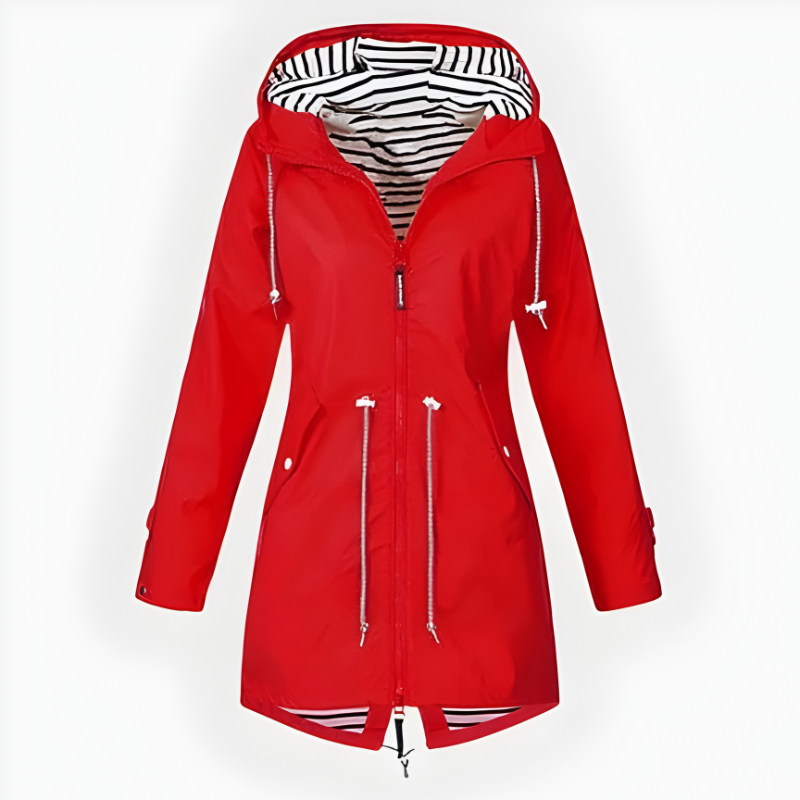 Women’s Waterproof Rain Jacket Long Coat with Hood