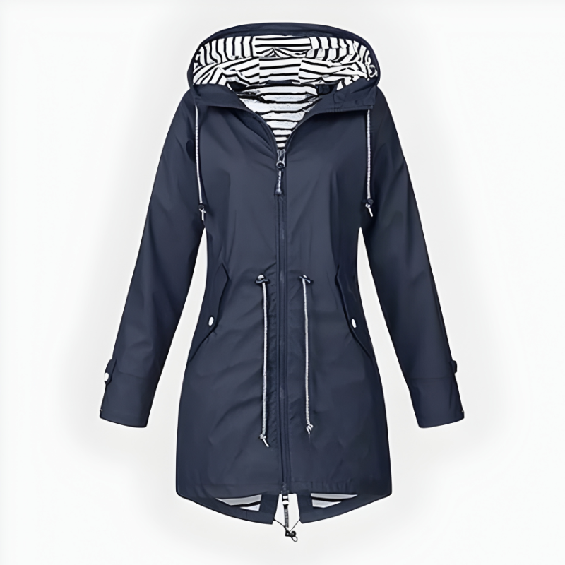 Women’s Waterproof Rain Jacket Long Coat with Hood