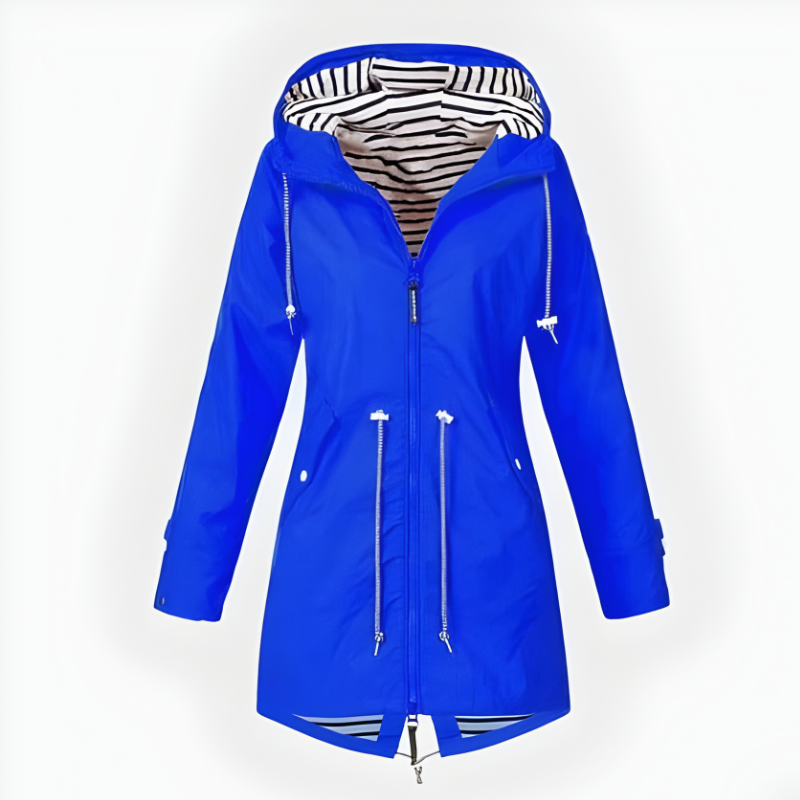 Women’s Waterproof Rain Jacket Long Coat with Hood