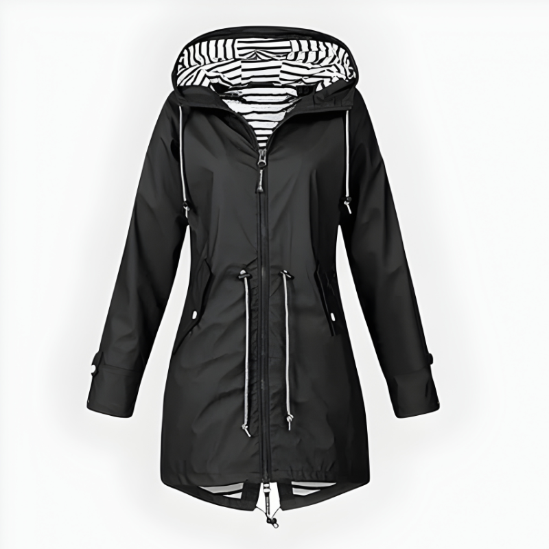 Women’s Waterproof Rain Jacket Long Coat with Hood