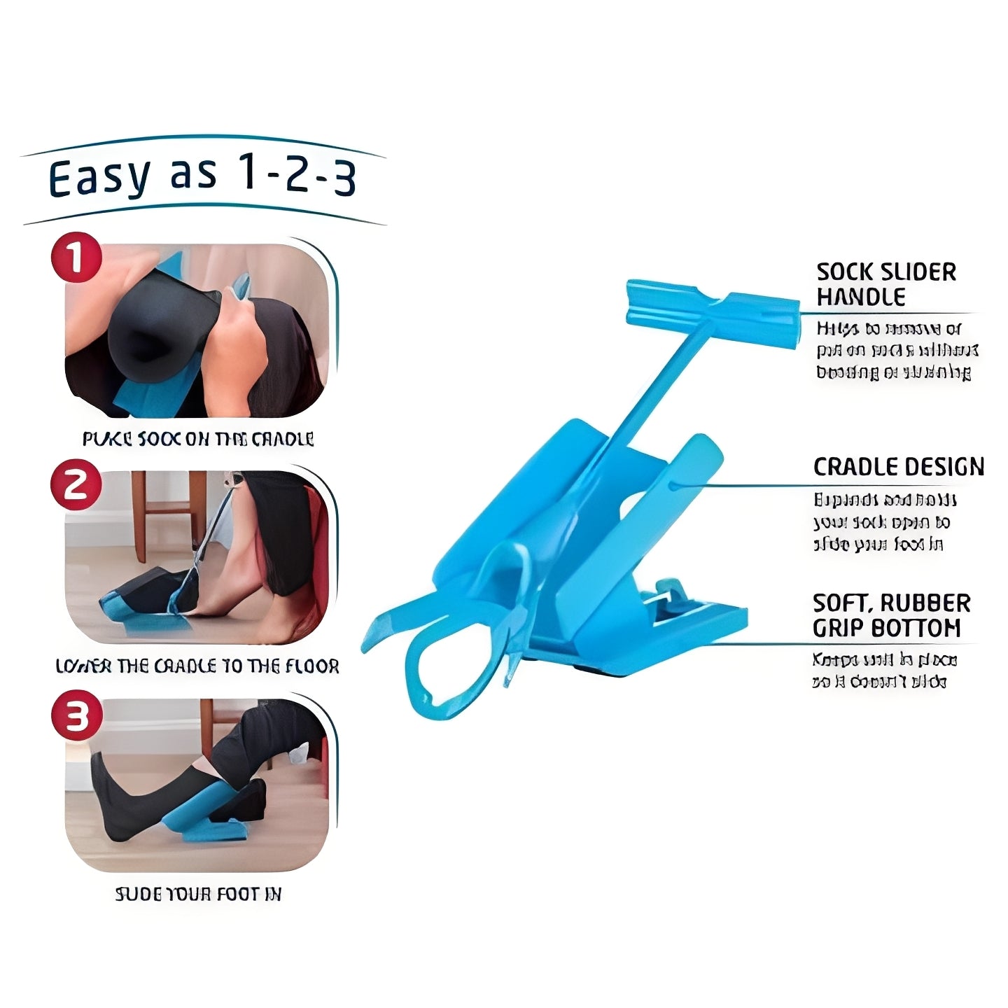 ErgoAid | Compression Sock Aid with Long Handle & Non-Slip Surface | Effortless Dressing Tool for Easy Sock Application