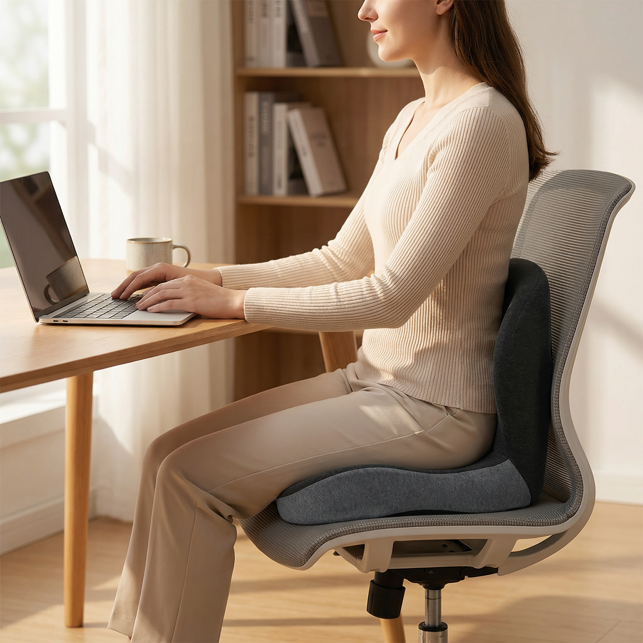 Ergonomic Lumbar Support Pillow | Memory Foam Back Support Cushion for Office Chair Comfort