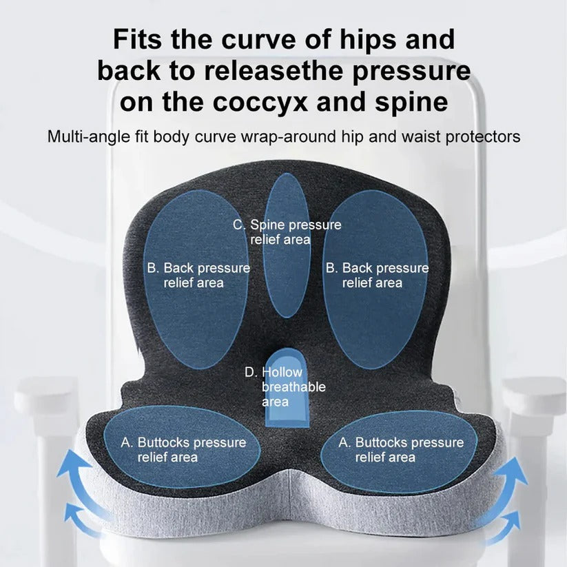 Ergonomic Lumbar Support Pillow | Memory Foam Back Support Cushion for Office Chair Comfort