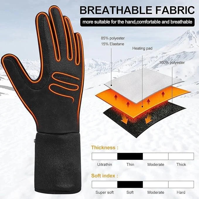 Heated Glove Liners | Rechargeable Electric Gloves with Adjustable Heat | Touchscreen Design for Ultimate Warmth