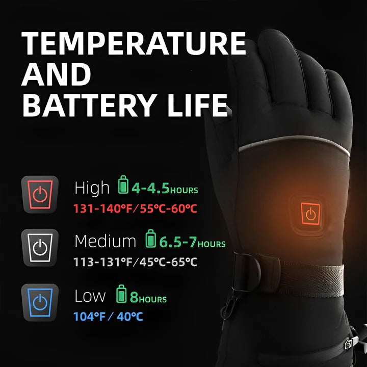 Heated Gloves | Rechargeable Electric Gloves with Adjustable Heat Levels | Water-Resistant Design for Ultimate Warmth