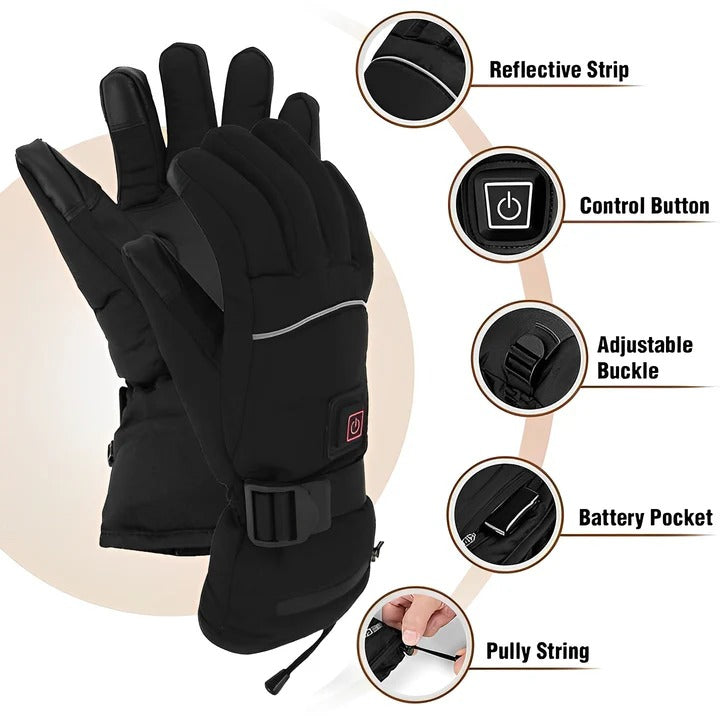 Heated Gloves | Rechargeable Electric Gloves with Adjustable Heat Levels | Water-Resistant Design for Ultimate Warmth