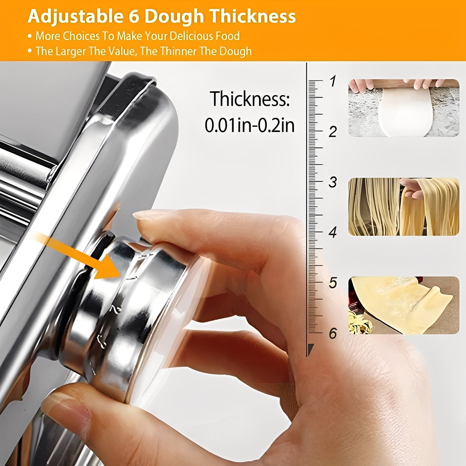 Home Chef | Stainless Steel Pasta Maker with Adjustable Thickness & Double Cutter for Perfect Homemade Pasta
