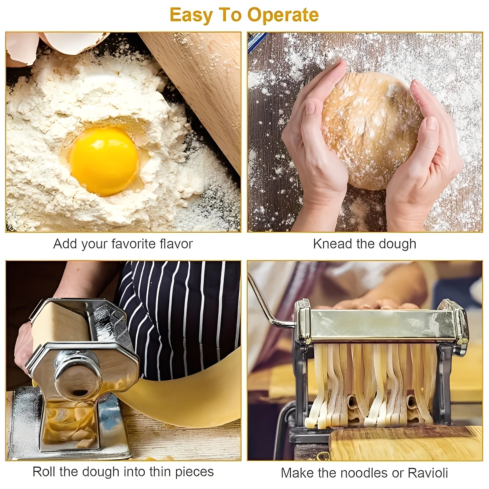 Home Chef | Stainless Steel Pasta Maker with Adjustable Thickness & Double Cutter for Perfect Homemade Pasta